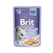 غذای گربه بریت مدل brit premium cat pouches with salmons fillets in jelly for adult cats